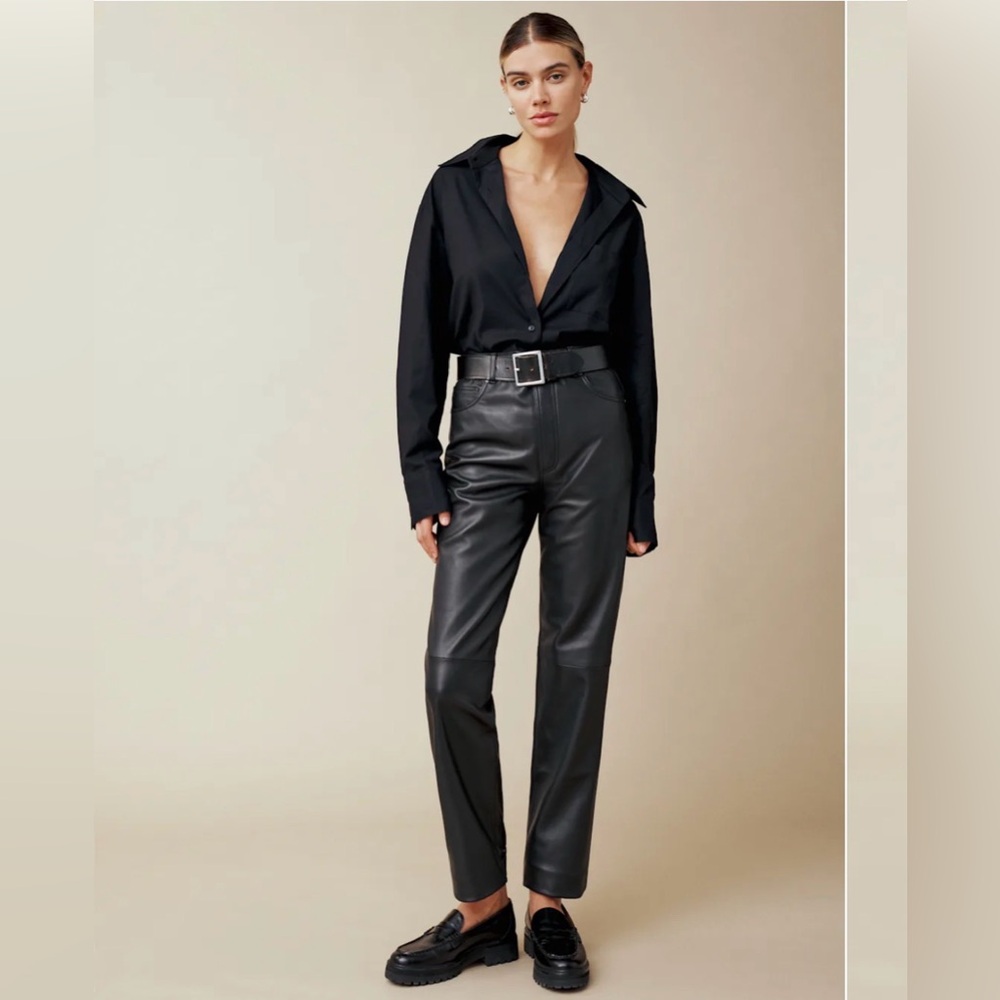 Reformation x Veda Cynthia Black Leather Pant 4